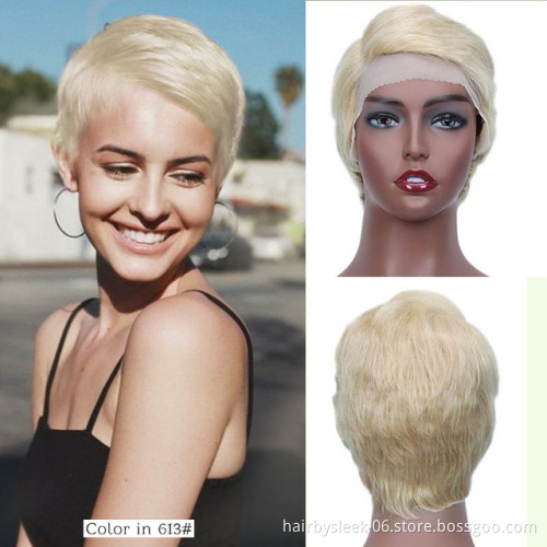 Rebecca Retail marketable Straight Pixie Cut Wig Lace Part Human Hair Wigs Lace Front Pre Plucked Brazilian Short Wigs For Women